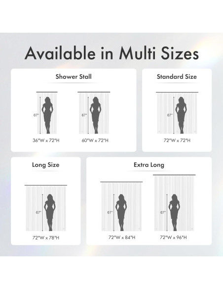 Cortina de Ducha Amazer 91x183 cm PEVA Transparente con Ojetes