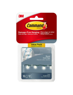 Clips de Cuerda Command Transparentes - 10 Organizadores de Cable