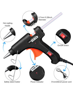 Zhengmy 6 Mini Pistolas de Pegamento Caliente 20W Negro 2