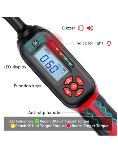 Llave de Torque Digital 1/4 MOVECRAB 0.6-12 N.m Precisión +/-2%
