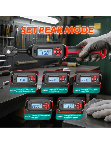 Llave de Torque Digital 1/4 MOVECRAB 0.6-12 N.m Precisión +/-2%