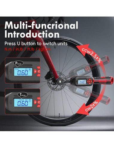 Llave de Torque Digital 1/4 MOVECRAB 0.6-12 N.m Precisión +/-2%