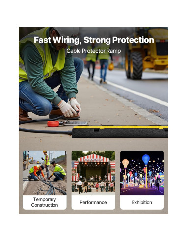 Rampas de Protección de Cables VEVOR 100 cm 2 Canales Caucho