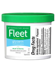 Supositorios de Glicerina Laxante Fleet para Estreñimiento - 12 Unidades