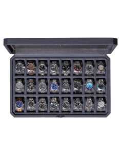 Caja de Relojes Rothwell 24 Slots con Cerradura - Carbono