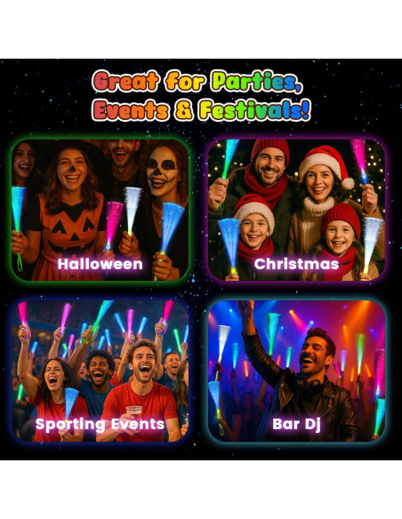 Palos Brillantes LED LovesTown 12PCS para Fiestas - 3 Modos