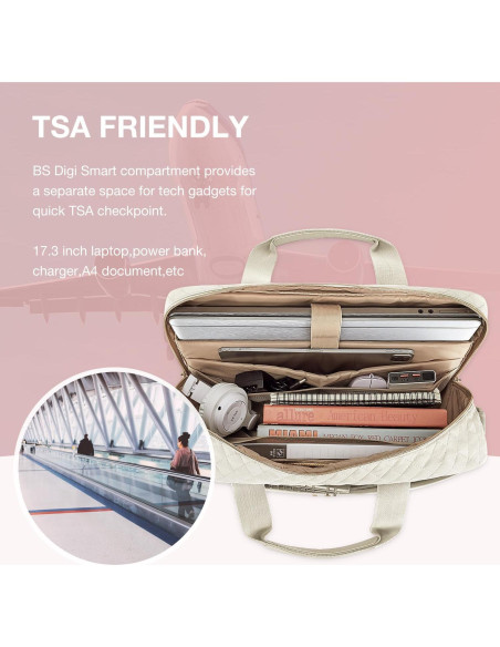 Maletín para Laptop BAGSMART 17.3" Beige Mujeres