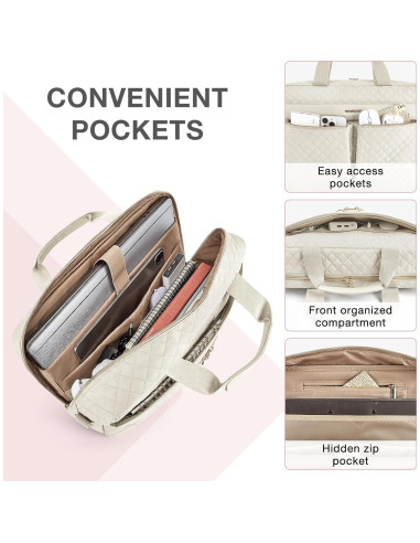 Maletín para Laptop BAGSMART 17.3" Beige Mujeres