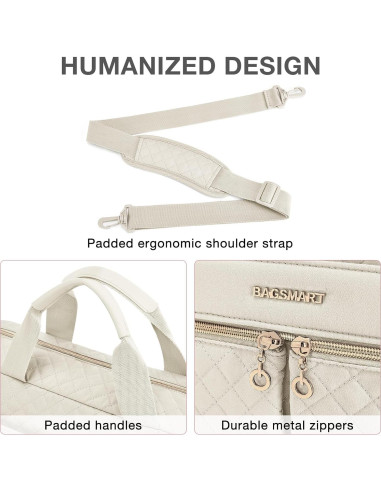 Maletín para Laptop BAGSMART 17.3" Beige Mujeres