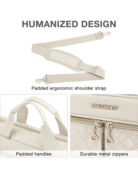 Maletín para Laptop BAGSMART 17.3" Beige Mujeres