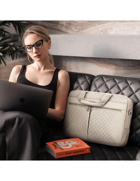 Maletín para Laptop BAGSMART 17.3" Beige Mujeres