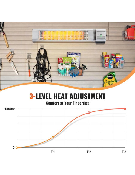 Calefactor Infrarrojo VEVOR 1500W Control Remoto IP65