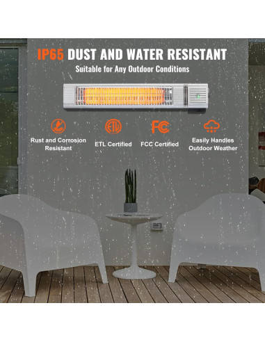 Calefactor Infrarrojo VEVOR 1500W Control Remoto IP65