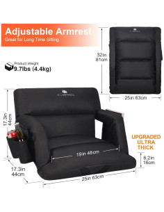 Silla de Estadio Plegable CAMPHILL con Cojín Acolchado Negro 2