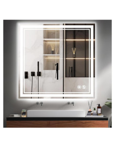 Espejo de Baño LED GETOVIN 32x32 cm Regulable con Sensor Táctil