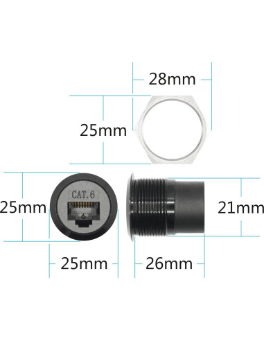Adaptador RJ45 hembra a hembra Cat 6 Aurorapath - 2 Pcs