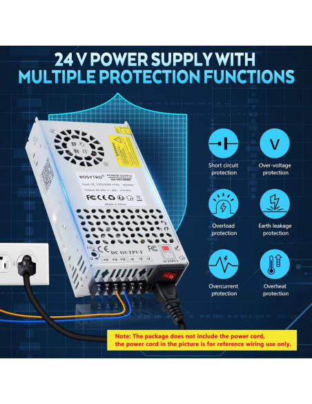 Fuente de Alimentación DC 24V 20A 480W BOSYTRO para Impresora 3D