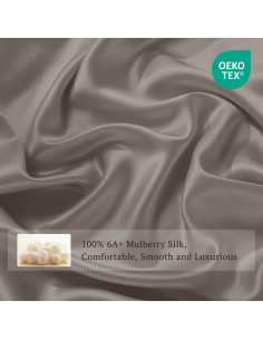 Juego de Funda de Edredón 3 Piezas THXSILK Seda Morera Reina Carbón 2