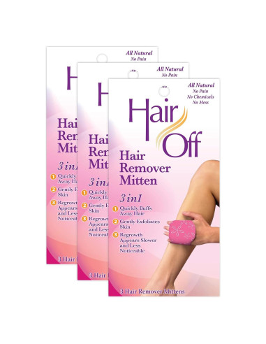 Mitón Removedor de Vello Hair Off - 100% Natural - 3 Piezas