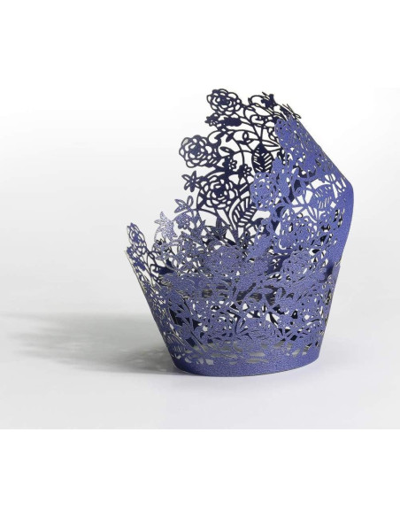 60 Fundas de Cupcake YOZATIA Encaje Rosa Azul Marino 7.9cm