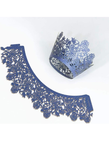 60 Fundas de Cupcake YOZATIA Encaje Rosa Azul Marino 7.9cm