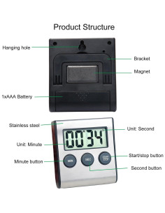 Temporizador Digital de Cocina Lancoon 2 Paquete Magnético Plata 2