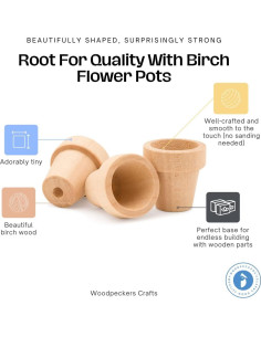 Macetas de Madera Natural Woodpeckers 1" Paquete de 12 2