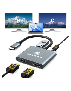 Adaptador USB-C a Doble HDMI 4K 60Hz - 4-en-1 Dongguan