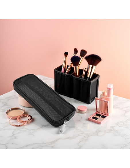 Bolsa de Maquillaje de Malla Negra Cauaoa 15x10 cm Organizador