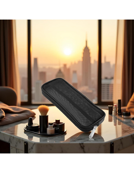 Bolsa de Maquillaje de Malla Negra Cauaoa 15x10 cm Organizador