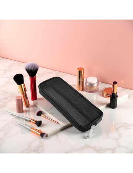 Bolsa de Maquillaje de Malla Negra Cauaoa 15x10 cm Organizador