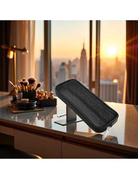 Bolsa de Maquillaje de Malla Negra Cauaoa 15x10 cm Organizador