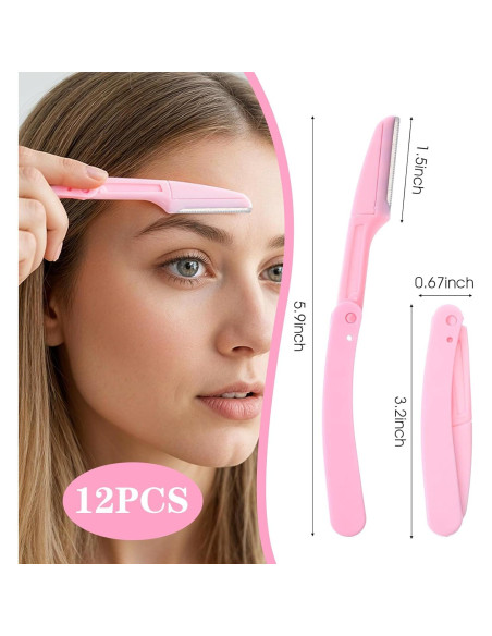 12 Cuchillas Plegables para Cejas Wanmu - Afeitado Facial Ergonómico
