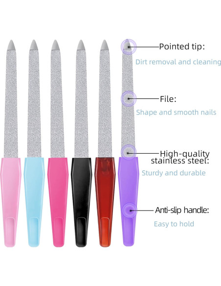 Juego de 6 Limadoras de Uñas de Acero Inoxidable TKYZMS