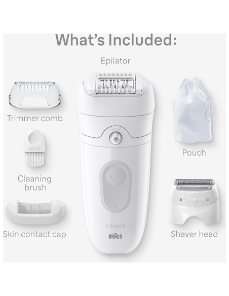 Epilador Braun Silk-epil 5 SE5-041, Húmedo y Seco, Accesorios