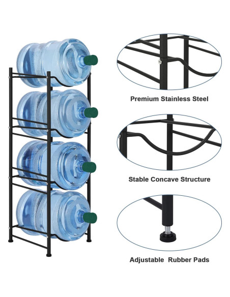 Soporte para Jarras de Agua 5 Galones Smusei 4 Niveles Negro