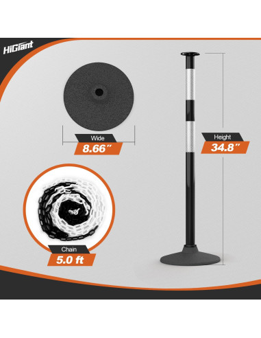 Postes Delineadores de Tráfico HiGiant 86 cm 4 Piezas con Base de Caucho