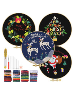 Kit de Bordado de Navidad TINDTOP para Adultos - 4 Paquetes DIY