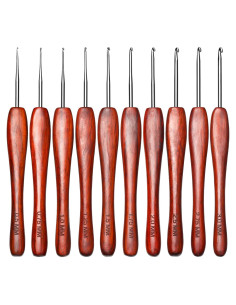 Juego de Ganchillos QMNNMA 10 Piezas 0.5-3 mm Mango de Madera