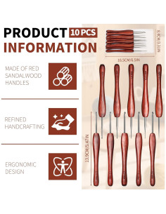 Juego de Ganchillos QMNNMA 10 Piezas 0.5-3 mm Mango de Madera 2