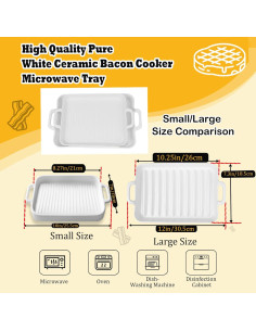 Cocinero de tocino de cerámica blanca KVZKVZ 26x18 cm 2