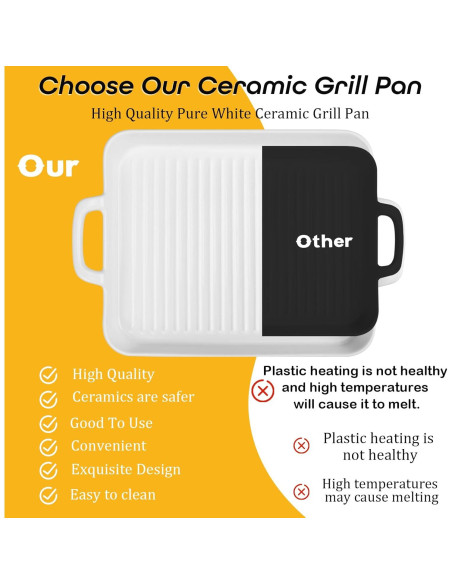 Cocinero de tocino de cerámica blanca KVZKVZ 26x18 cm