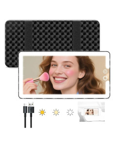 Espejo de Vanidad LED JJhxr para Visera de Coche Negro