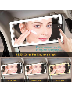 Espejo de Vanidad LED JJhxr para Visera de Coche Negro 2