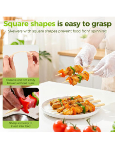 300 Pinchos de Bambú BOWXUR 12 cm para Aperitivos y Cócteles 2