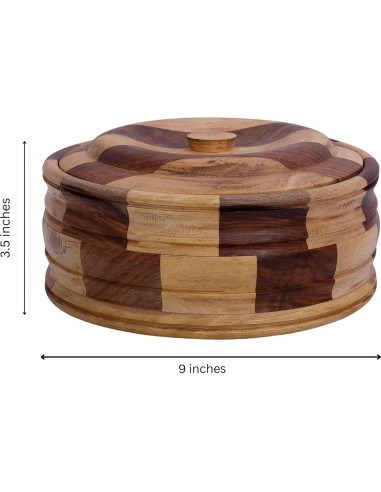 Cesta Calentadora de Tortillas de Madera The Great Indian Bazaar 22.86 cm