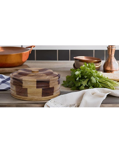 Cesta Calentadora de Tortillas de Madera The Great Indian Bazaar 22.86 cm