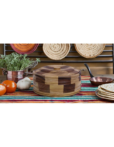 Cesta Calentadora de Tortillas de Madera The Great Indian Bazaar 22.86 cm