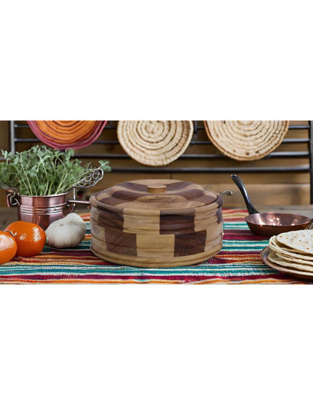 Cesta Calentadora de Tortillas de Madera The Great Indian Bazaar 22.86 cm