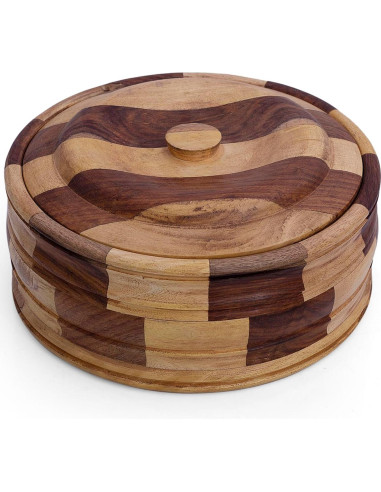 Cesta Calentadora de Tortillas de Madera The Great Indian Bazaar 22.86 cm